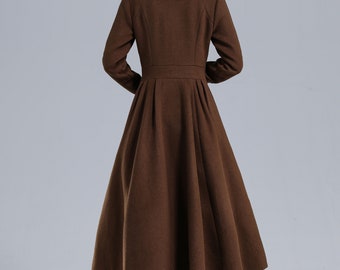 Brown Princess Wool Coat Women, Winter Coat, 1950s Inspired Brown Princess Wool Coat Women, Winter Coat, 1950s Inspired