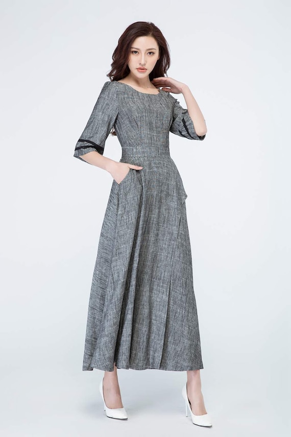 Grey dress, linen dress, maxi dress 1698 Grey dress, linen dress, maxi dress 1698