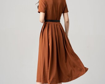 Military-inspired Midi Shirt Dress, Womens A-line Swing
