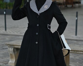1950s Vintage Inspired Swing Wool Coat, Wool Coat Women