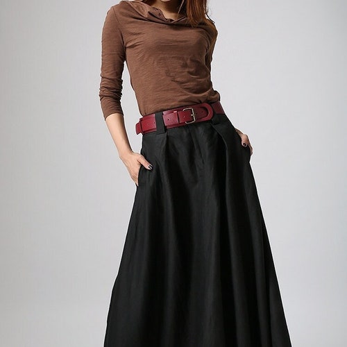 Black Skirt, Linen Skirt, Maxi Skirt, Womens Skirt, Summer Skirt