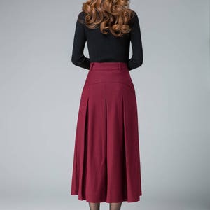 Midi wool skirt, Red midi skirt, office skirt, High waist skirt, Long wool skirt, A Line skirt, romantic skirt, ladies skirts, Xiaolizi 1834 image 5