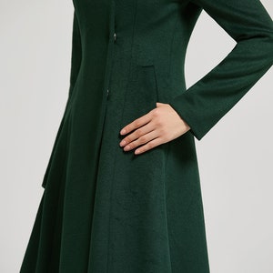 Emerald Green coat, Vintage Inspired Classic Wool Coat, Winter coat women, wool coat Women, Long sleeve coat, A Line wool coat 2313 image 8