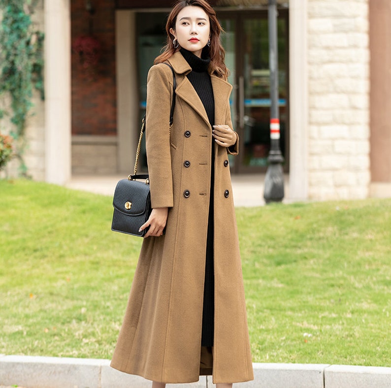 Black Wool coat, Double breasted wool coat, Long wool coat for winter, Long sleeves wool coat, Autumn winter coat, custom made coat 2461 image 5