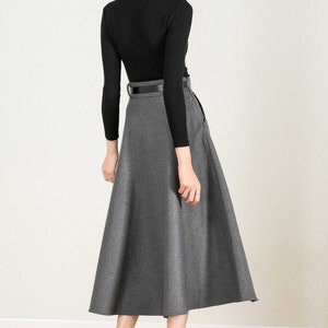 Wool skirt, Gray wool skirt, winter skirt women, Long skirt, A Line skirt, high waisted skirt, Wool skirt women, Xiaolizi 2428 image 8