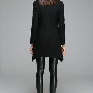 Women Black Asymmetrical Wool Jackets & Coats, Modern Warm Winter Coat, Ladies Double Collar Coat, Designer Clothing, Pea Coat Xiaolizi 1363 image 4