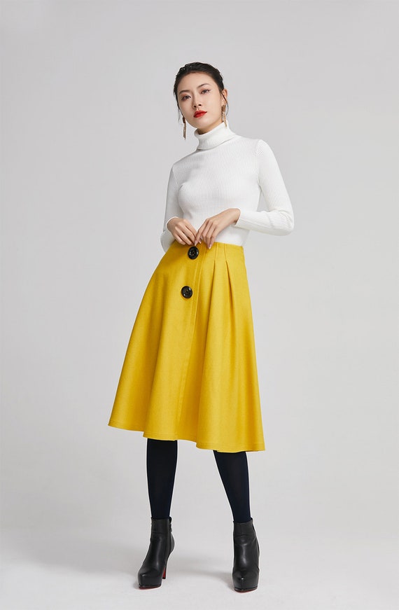 khaki skater skirt outfit