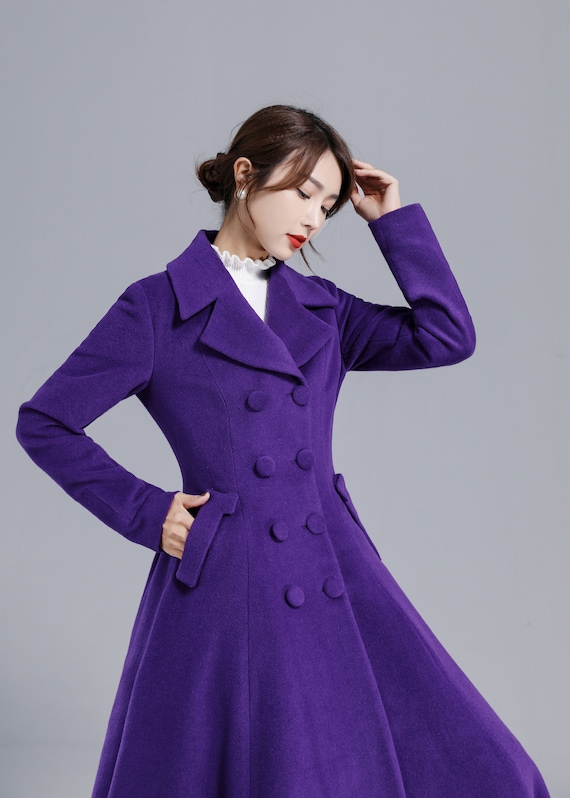 Womens Purple Dress Coat - pelosmeusdezoito