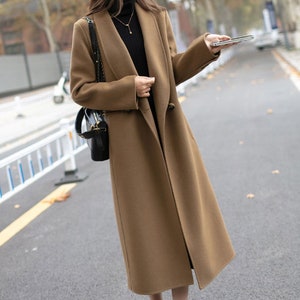 Brown Wool Coat, Long Wool Coat, Oversized Womens Wool Coat, Winter Warm Wool Coat Women, Custom Coat, Stylish Casual Handmade Coat 3906 image 4