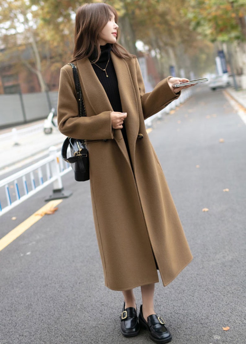 Brown Wool Coat, Long Wool Coat, Oversized Womens Wool Coat, Winter Warm Wool Coat Women, Custom Coat, Stylish Casual Handmade Coat 3906 image 4