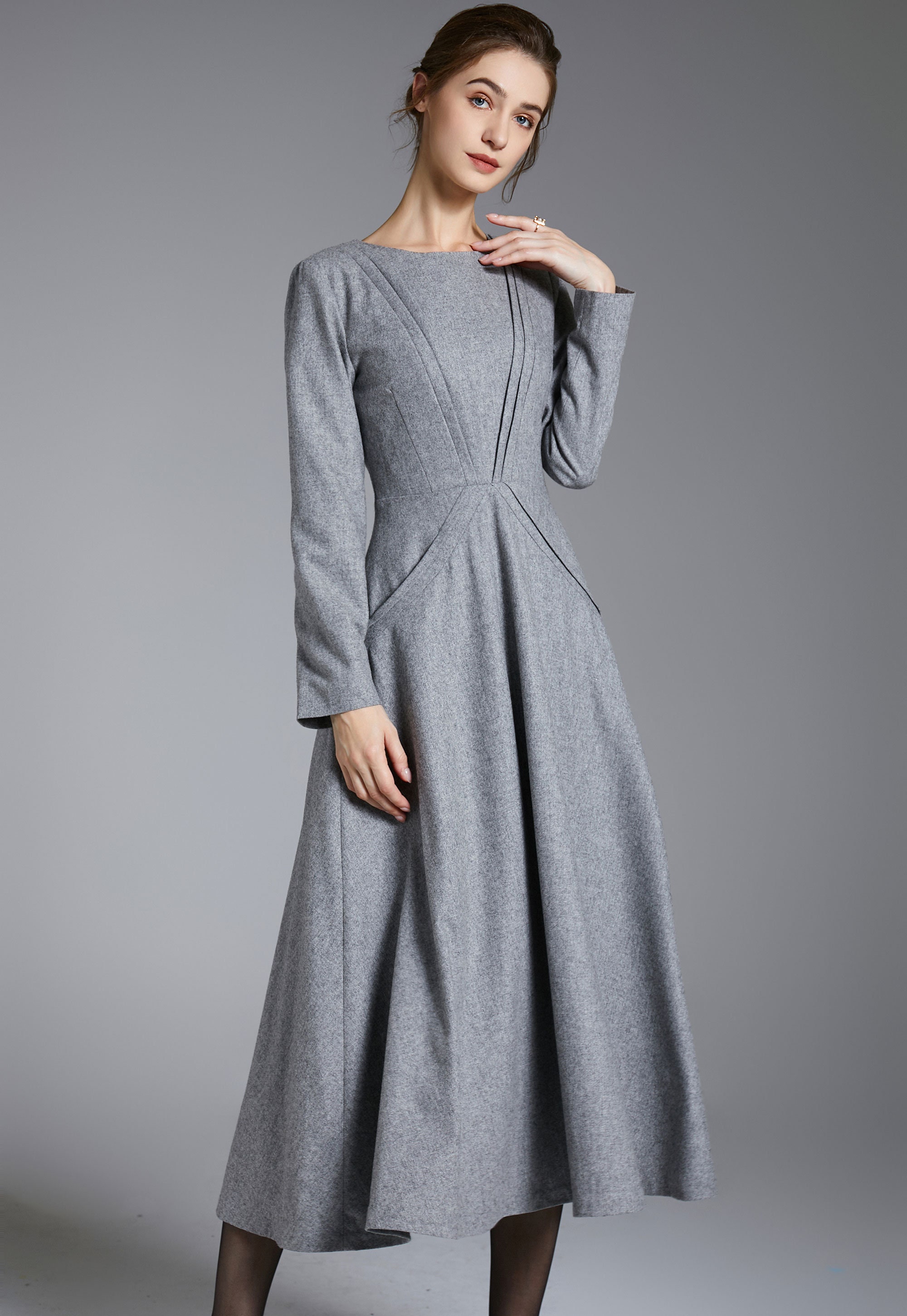 Wool Dress, Gray Wool Midi Dress, A-line Wool Dress, Long Sleeve Dress, Women's Wool Dress With Pockets, Winter Dress, Custom Dress 3882 - Etsy Wool Dress, Gray Wool Midi Dress, A-line Wool Dress, Long Sleeve Dress, Women's Wool Dress With Pockets, Winter Dress, Custom Dress 3882 - Etsy