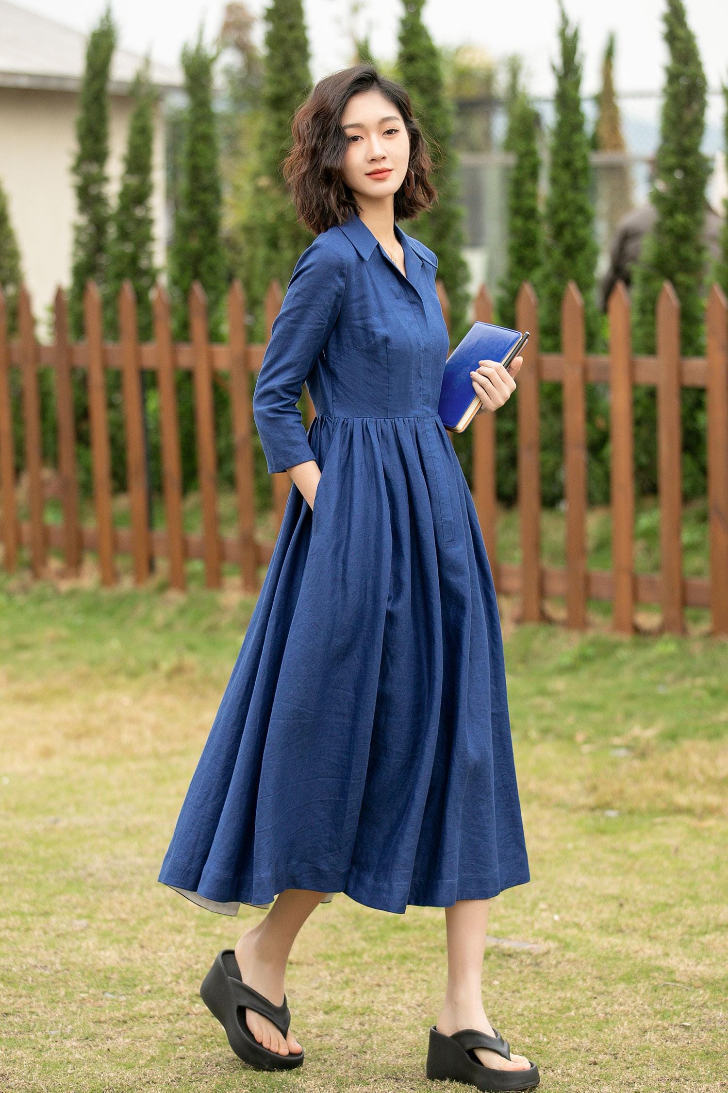 ワンピース ARGUE LINEN BOXY WIDE SHIRT DRESS argue LINEN BOXY WIDE SHIRT DRESS