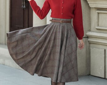 Plaid Wool Skirt, Wool Womens Skirt, Wool Circle Skirt, Wool Plaid Wool Skirt, Wool Womens Skirt, Wool Circle Skirt, Wool