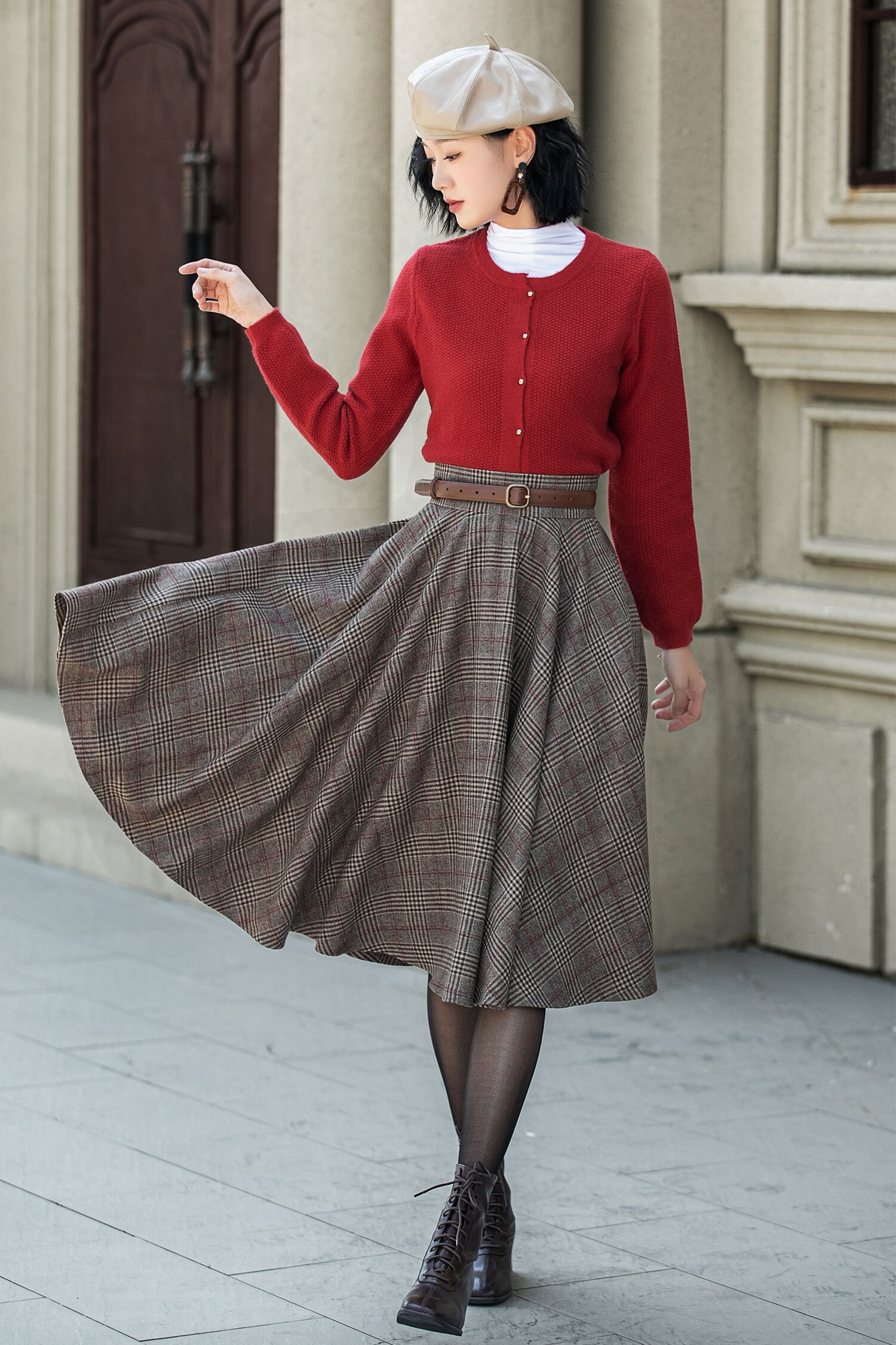 Plaid Wool Skirt, Wool Womens Skirt, Wool Circle Skirt, Wool Plaid Wool Skirt, Wool Womens Skirt, Wool Circle Skirt, Wool