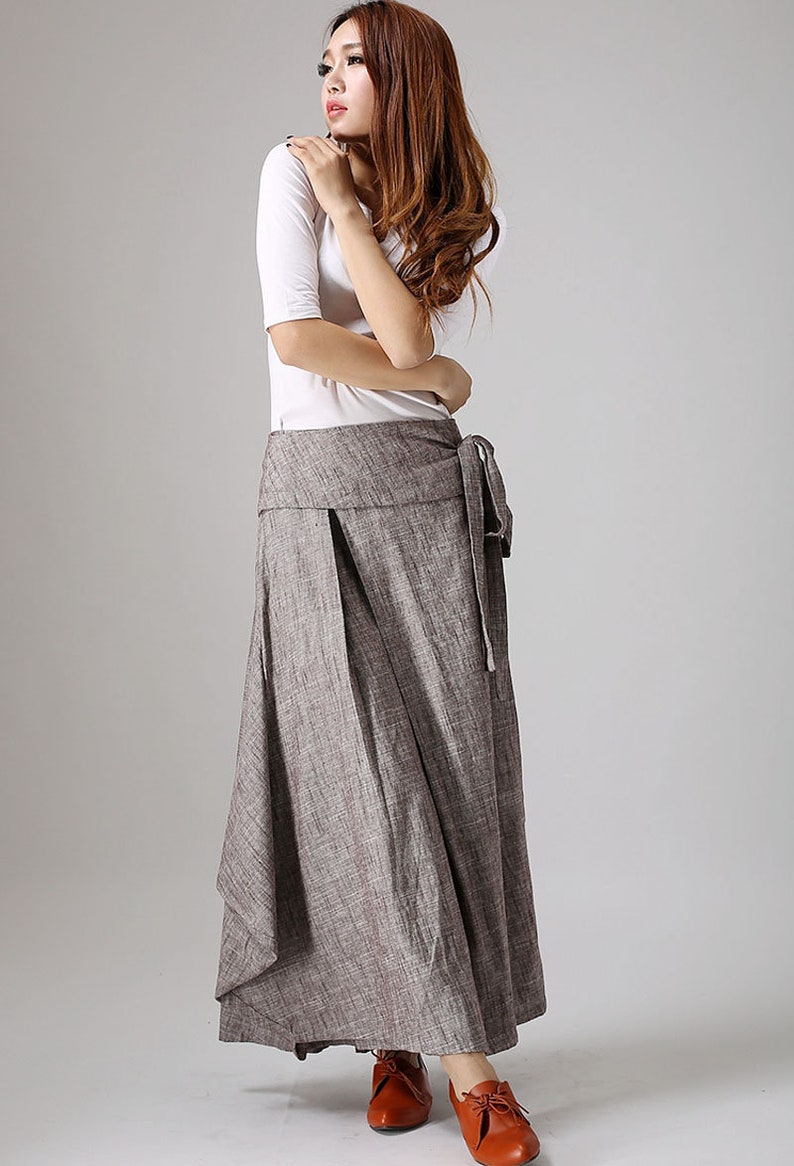 Linen skirt pockets, linen skirt, wrap skirt, linen wrap skirt, maxi skirt, womens skirts, maxi wrap skirt, linen skirt women 0872 image 9