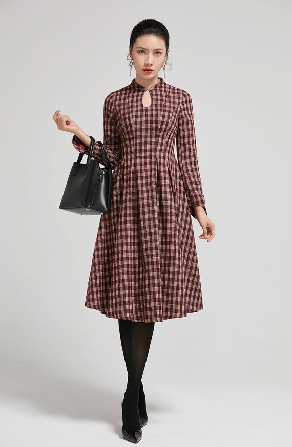 Vintage inspiriertes kariertes Wollkleid Damen A Line Swing - Etsy  Österreich