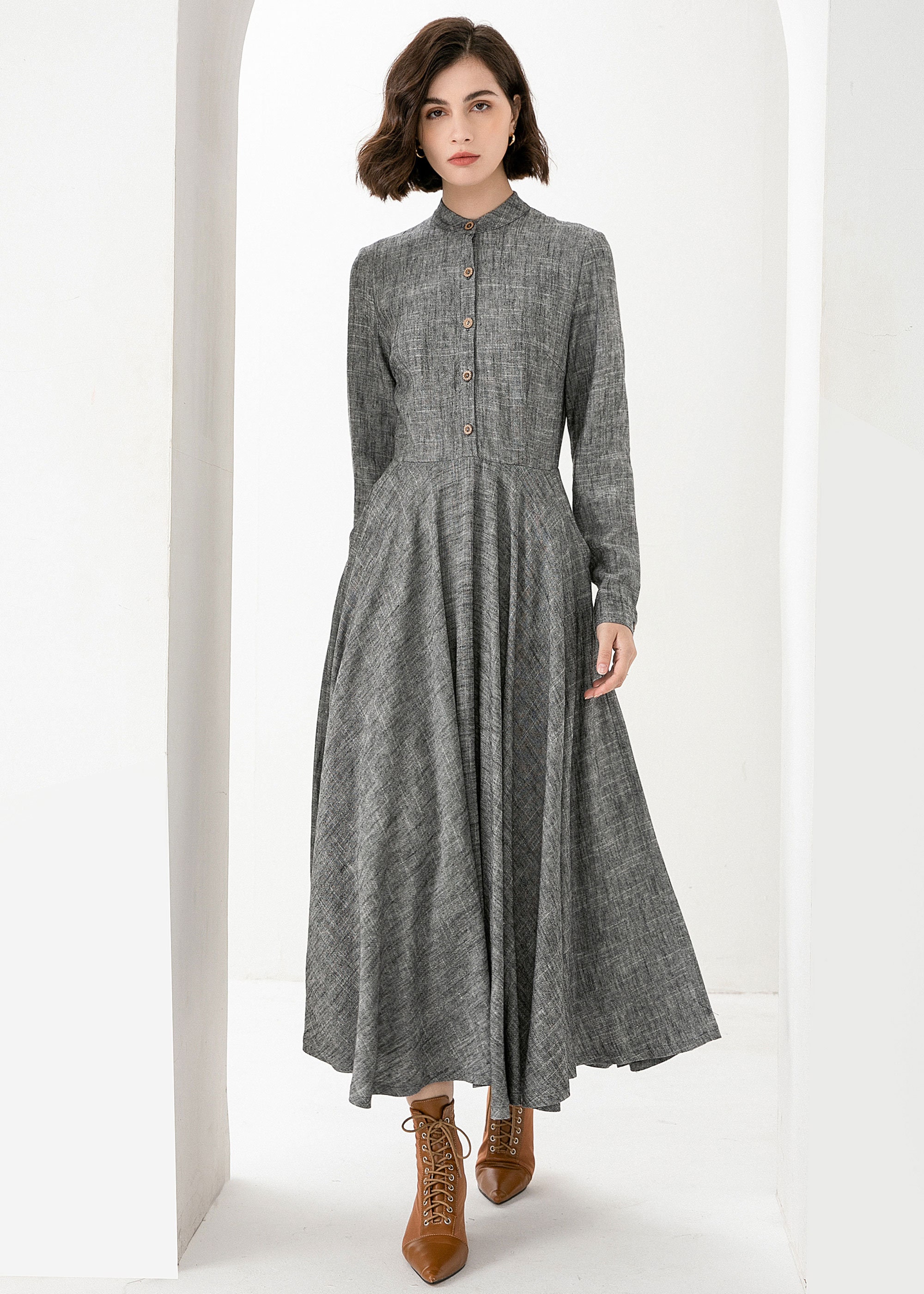 ワンピース GLANSHIRT GREY LINEN DRESS Glanshirt Linen Dress | Grey | FARFETCH