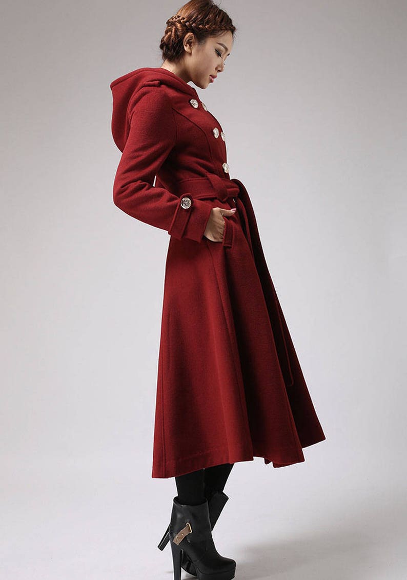 Winter coat trench coat red coat military coat long coat | Etsy