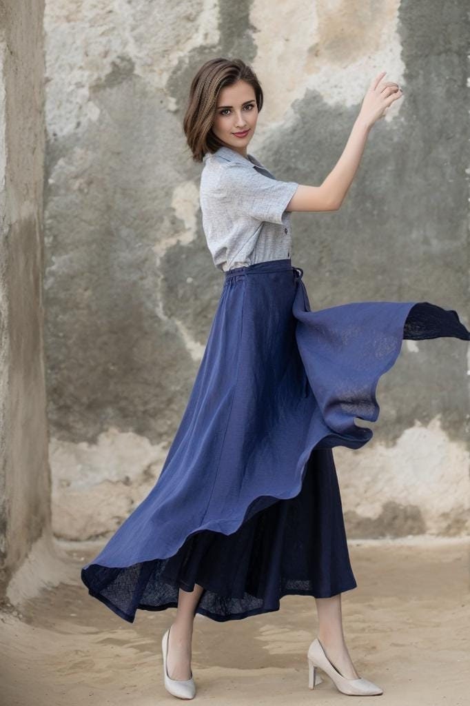 【THE MOZZ】Vine Linen Long Skirt Linen-Blend Mid-Rise Maxi Skirt in Vince Products Women | Vince