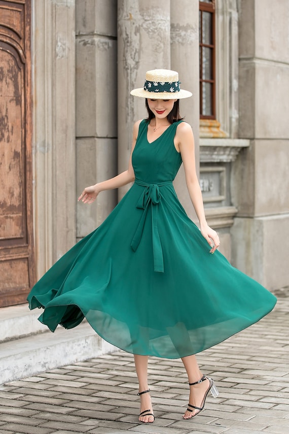 chiffon midi dress