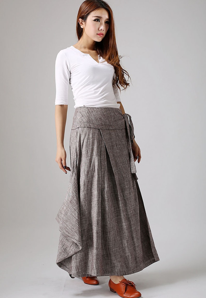 Linen skirt pockets, linen skirt, wrap skirt, linen wrap skirt, maxi skirt, womens skirts, maxi wrap skirt, linen skirt women 0872 image 8