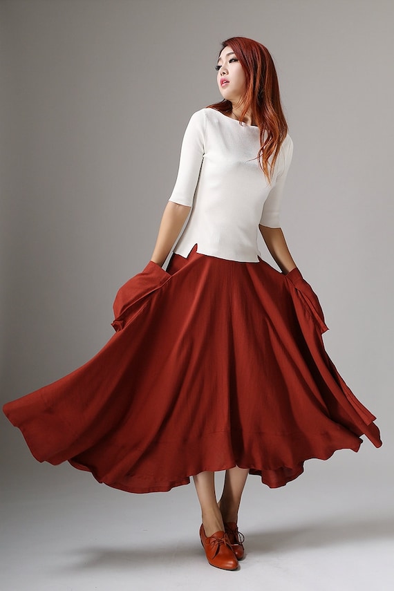 Asymmetrical Linen maxi Skirt 1044# Asymmetrical Linen maxi Skirt 1044#