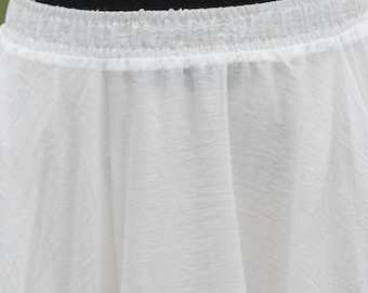 Embroidery Eyelet Cut-out Maxi Skirt White Cotton Semi Sheer