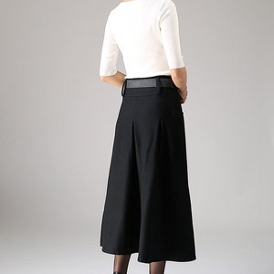 A line Midi skirt, wool skirt, Black skirt, winter skirt, pockets skirts, pleated skirt, woman skirt, warm skirt, custom skirt 1084 image 6