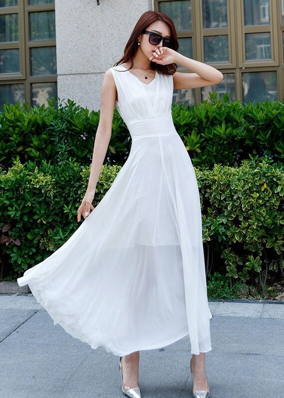 white chiffon dress