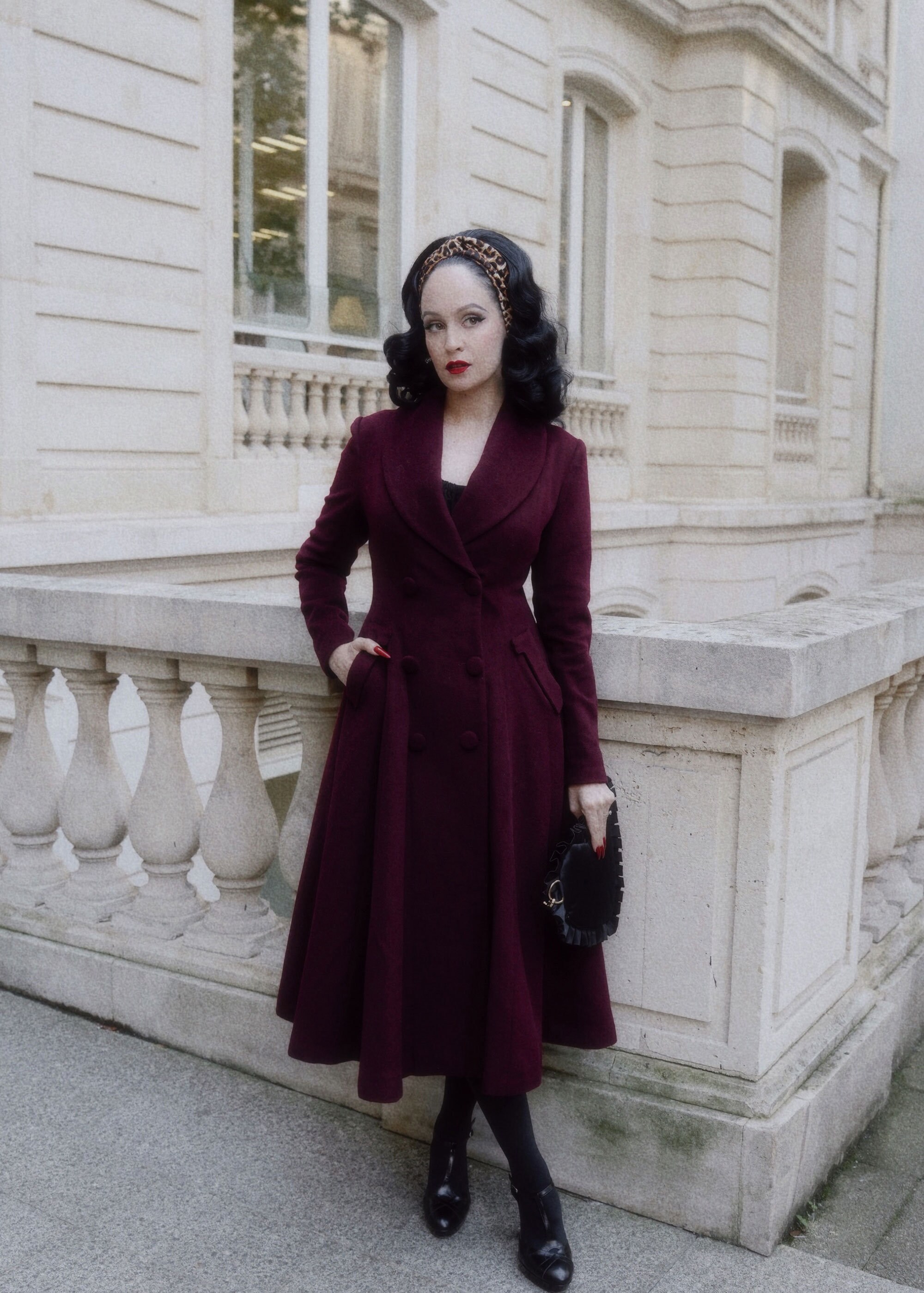 burgundy dress coat Handmade Burgundy Wool Swing Coat – Vintage Fit and Flare Winter Overcoat