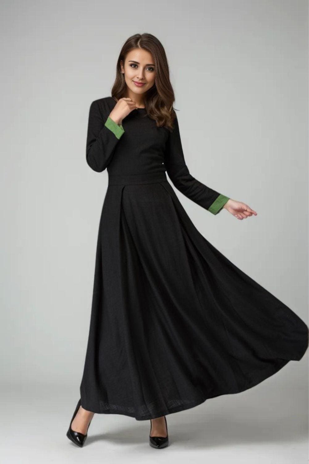 white christmas dresses Charming Long Black Off-The-Shoulder Lace Mermaid Long Sleeves Prom Dresses Long Slit Online main image 0