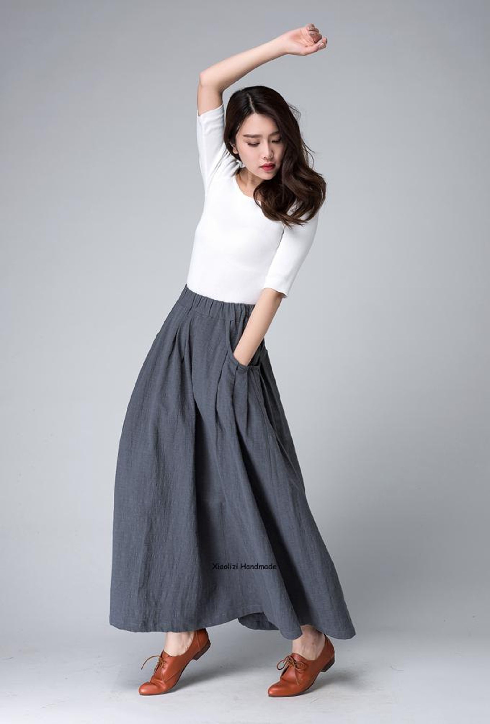 Linen Skirt Long Linen Maxi Skirt With Pockets Plus Size - Etsy