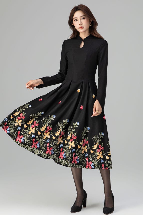 navy blue dress for baby girl Forever channelling Grace Kelly whenever I can 🩵 This gorgeous dress was  inspired by her iconic Golden Globes gown, complete with a mandarin collar.  Originally rooted in Qing Dynasty court dress, the main image 0