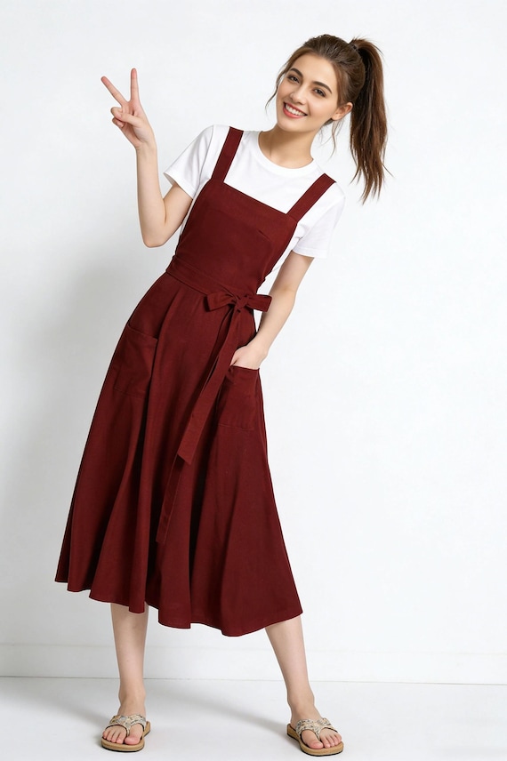Burgundy New Look Pinafore Womens Dress Pinafore Dress Merlot Velvet  The  Social Outfit