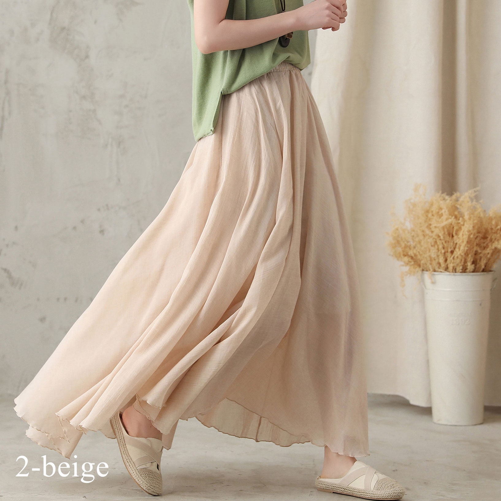 Cotton Maxi Skirt Women Flowy Long Skirt Pleated Boho Skirt - Etsy