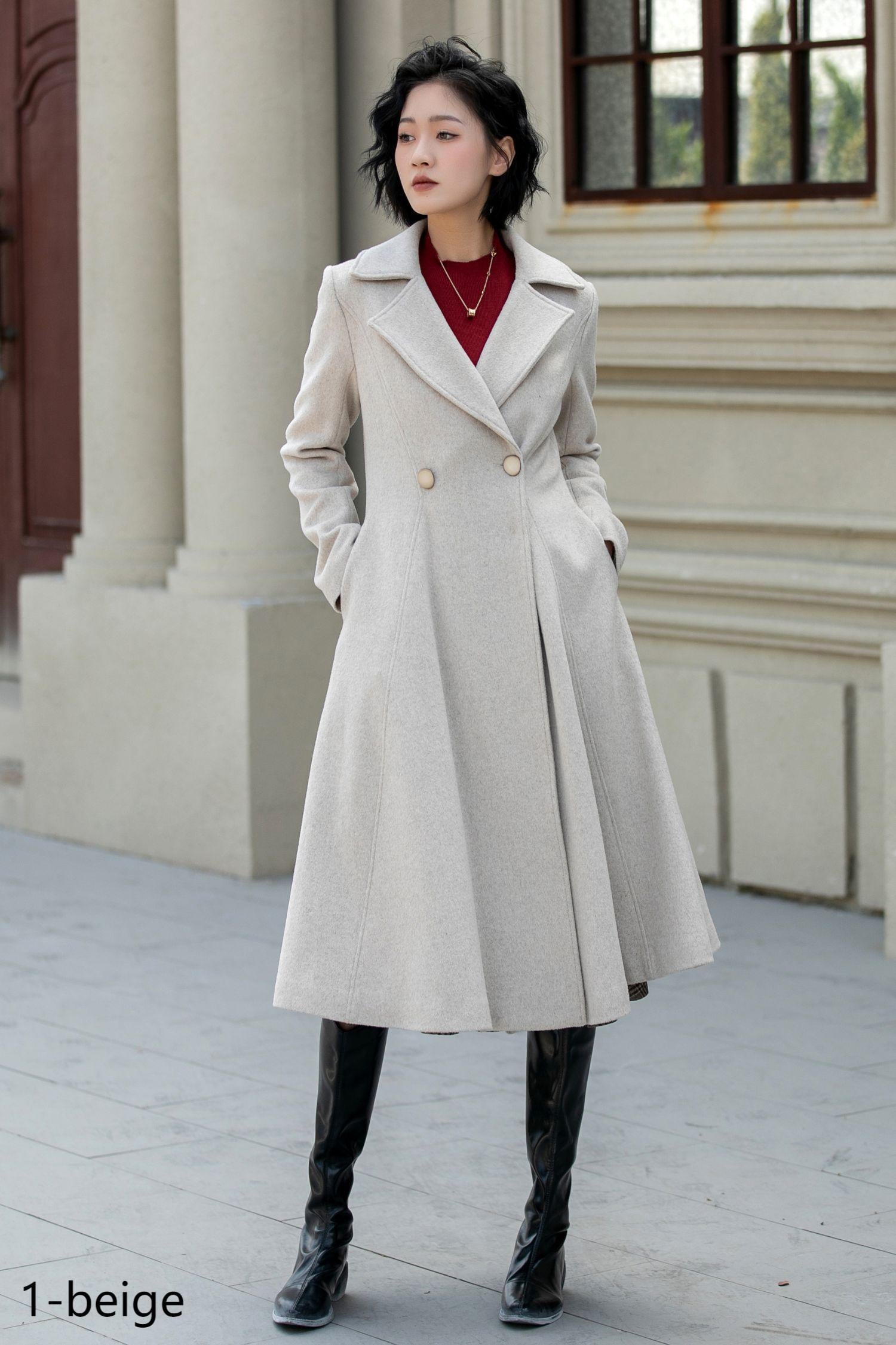 Beige Wool Coat, Wool Coat Women, Winter Coat Women, Womens Coat