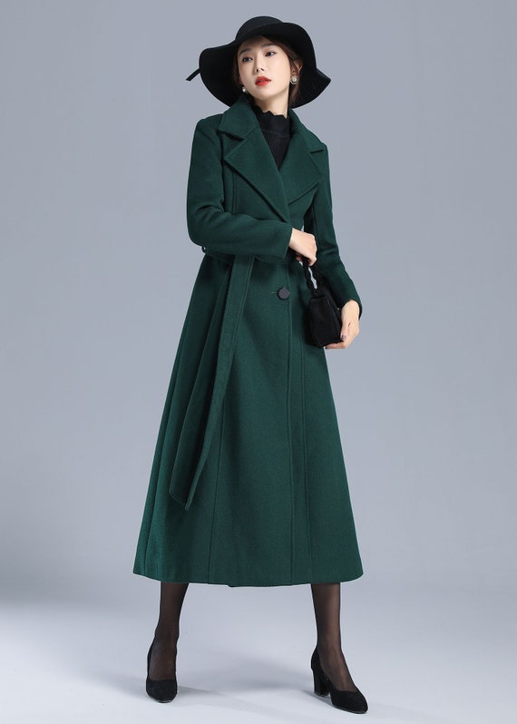 Double breasted Green Wool Coat Women 3203 Double breasted Green Wool Coat Women 3203