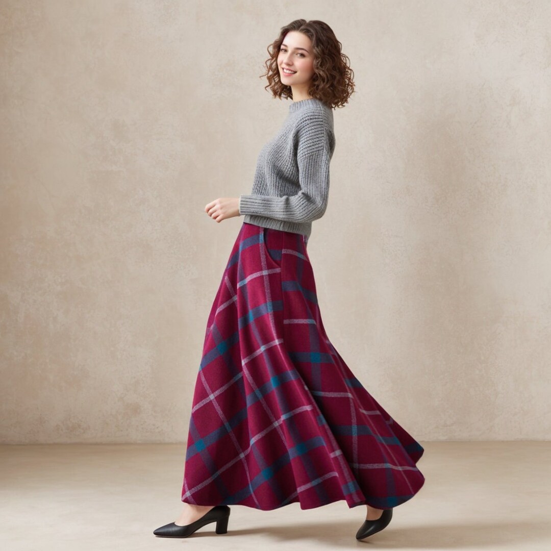 Wool Blend Knitted Long Skirt