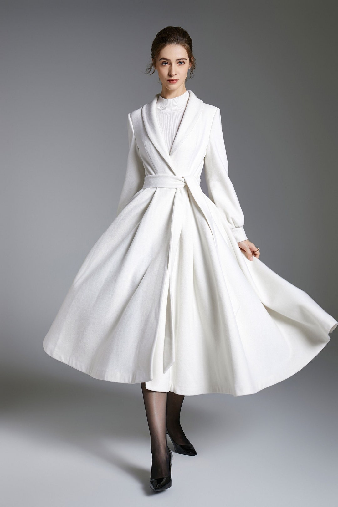 White Wool Coat, Winter Wedding Dress Coat, Wedding Wool Coat, Wool ...