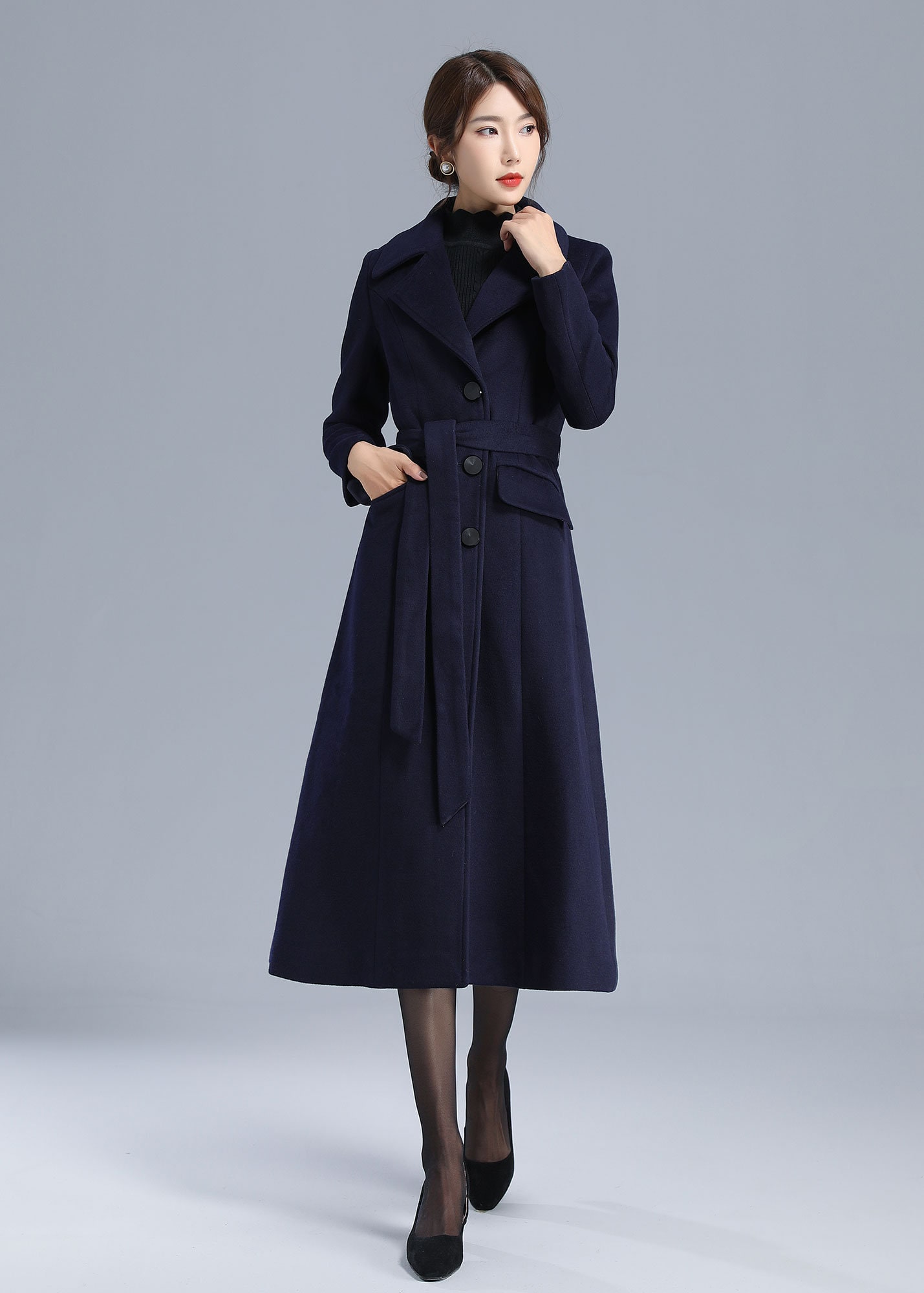 White Single Breasted Wool Coat, Long Wool Coat, Winter Wool Coat