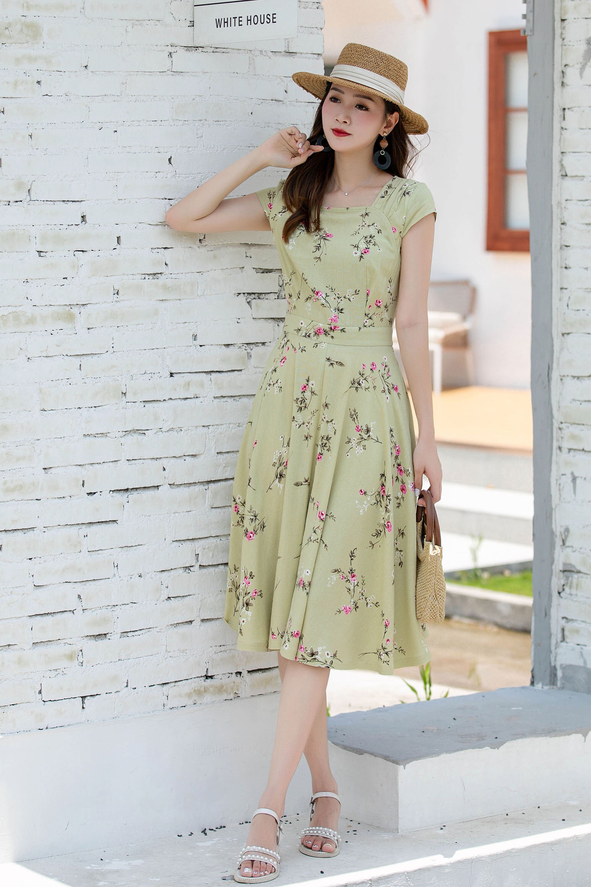 green floral wedding guest dress Zapakasa Women Sage V-Neck Long with Sleeves Satin A-Line Bridesmaid Dress available XS3XL. ZAPAKA Women Green Flower Bridesmaid