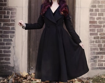 Wool Princess Coat Dress Coat 1950s Vintage Inspired Swing Coat