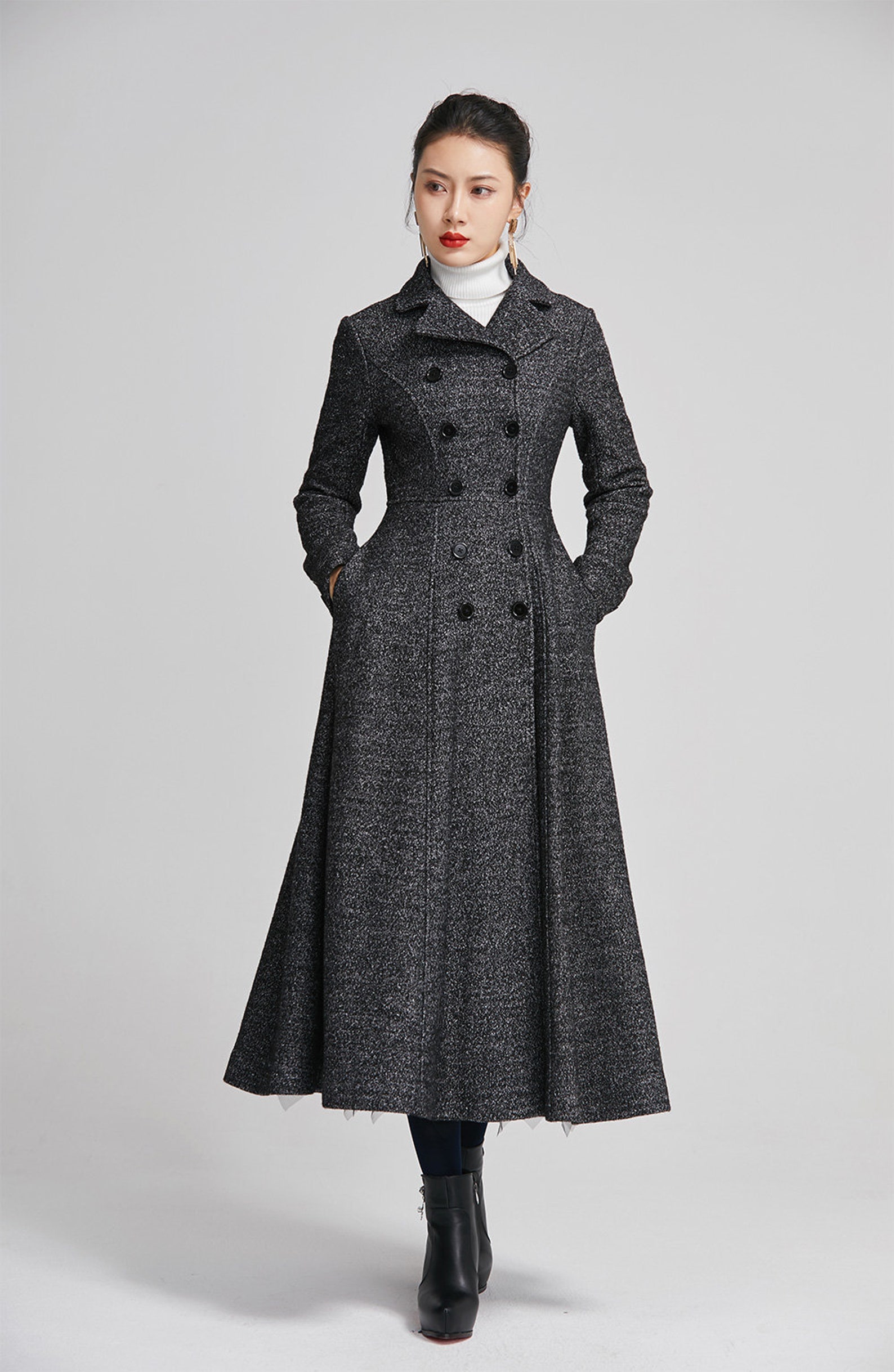 Wool Coat Women Long Wool Coat Black Coat Women Winter Coat Etsy Canada