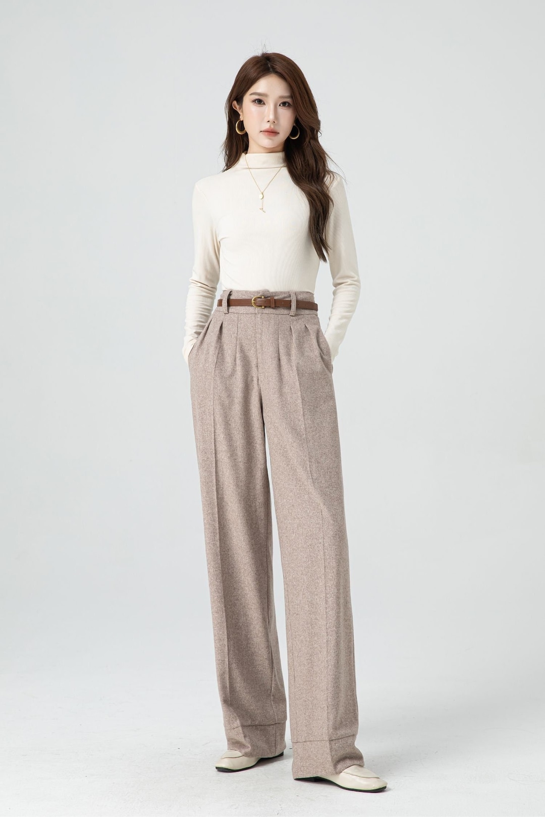 Low Waist Wool Pants