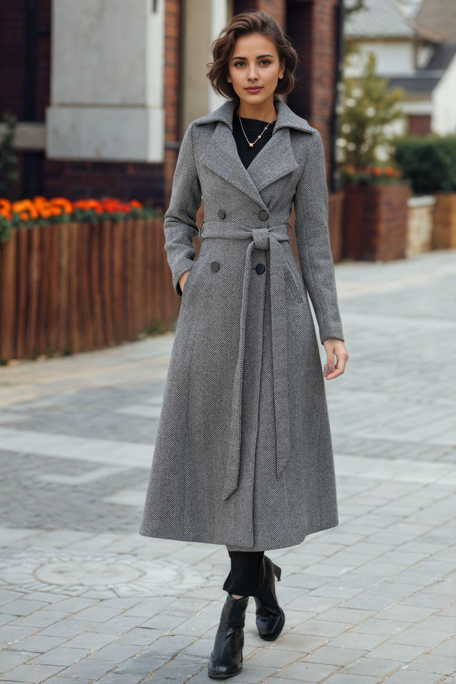 【DEARMINE】Grace Herringbone Wool Coat DEARMINE】Grace Herringbone Wool Coat
