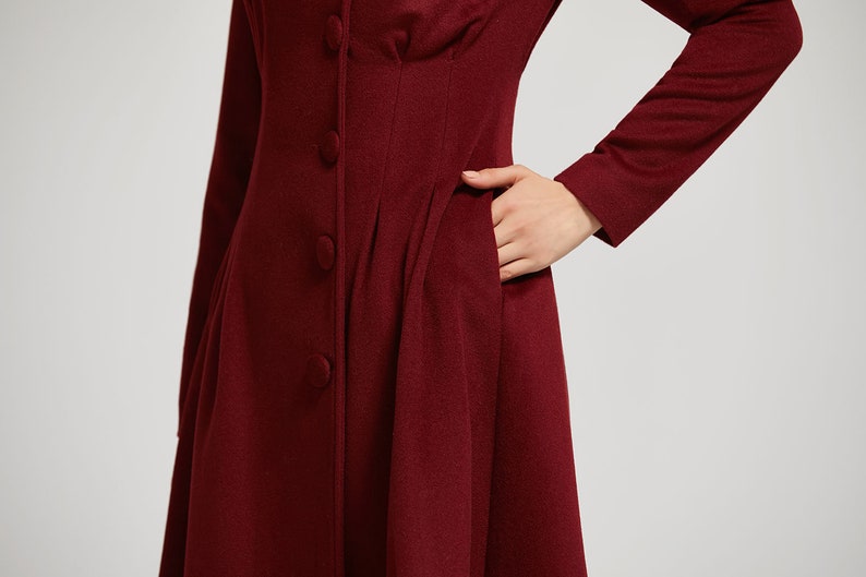 Winter coat women wine red hooded coat wool winter coat Etsy