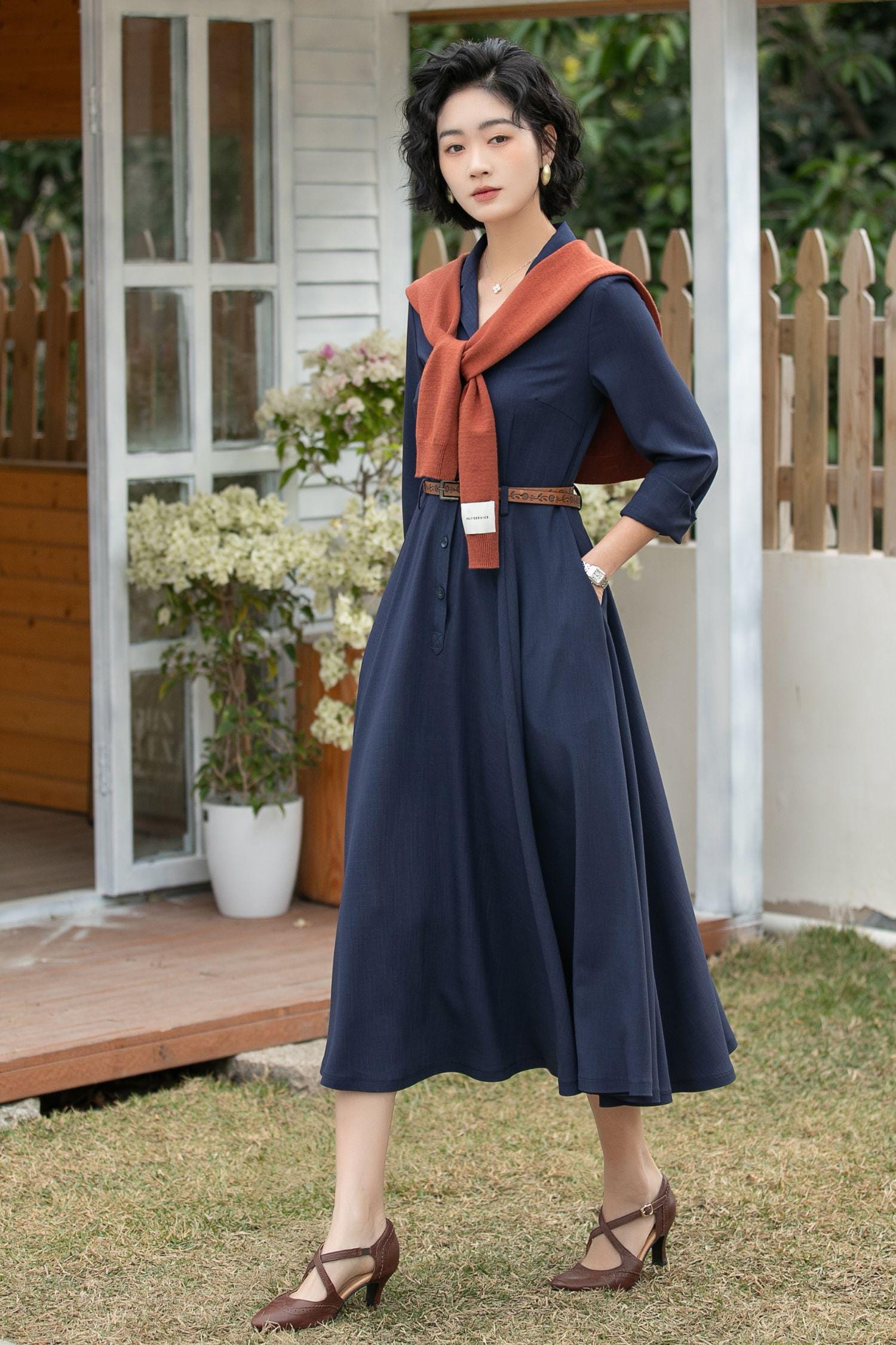 Navy Linen Shirt Dress : Long Sleeve A-line Midi Dress With Pockets, Custom, Xiaolizi 6694 - Etsy Navy Linen Shirt Dress : Long Sleeve A-line Midi Dress With Pockets, Custom, Xiaolizi 6694 - Etsy