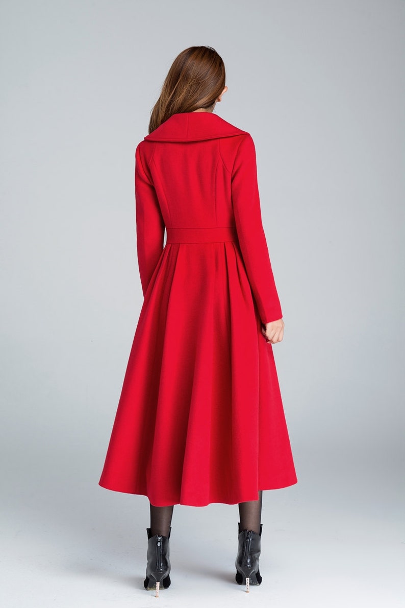 Wool Princess coat, Dress Coat, 1950s Vintage inspired Swing coat, Long wool coat women, winter coat women, fit and flare coat 1640 image 4