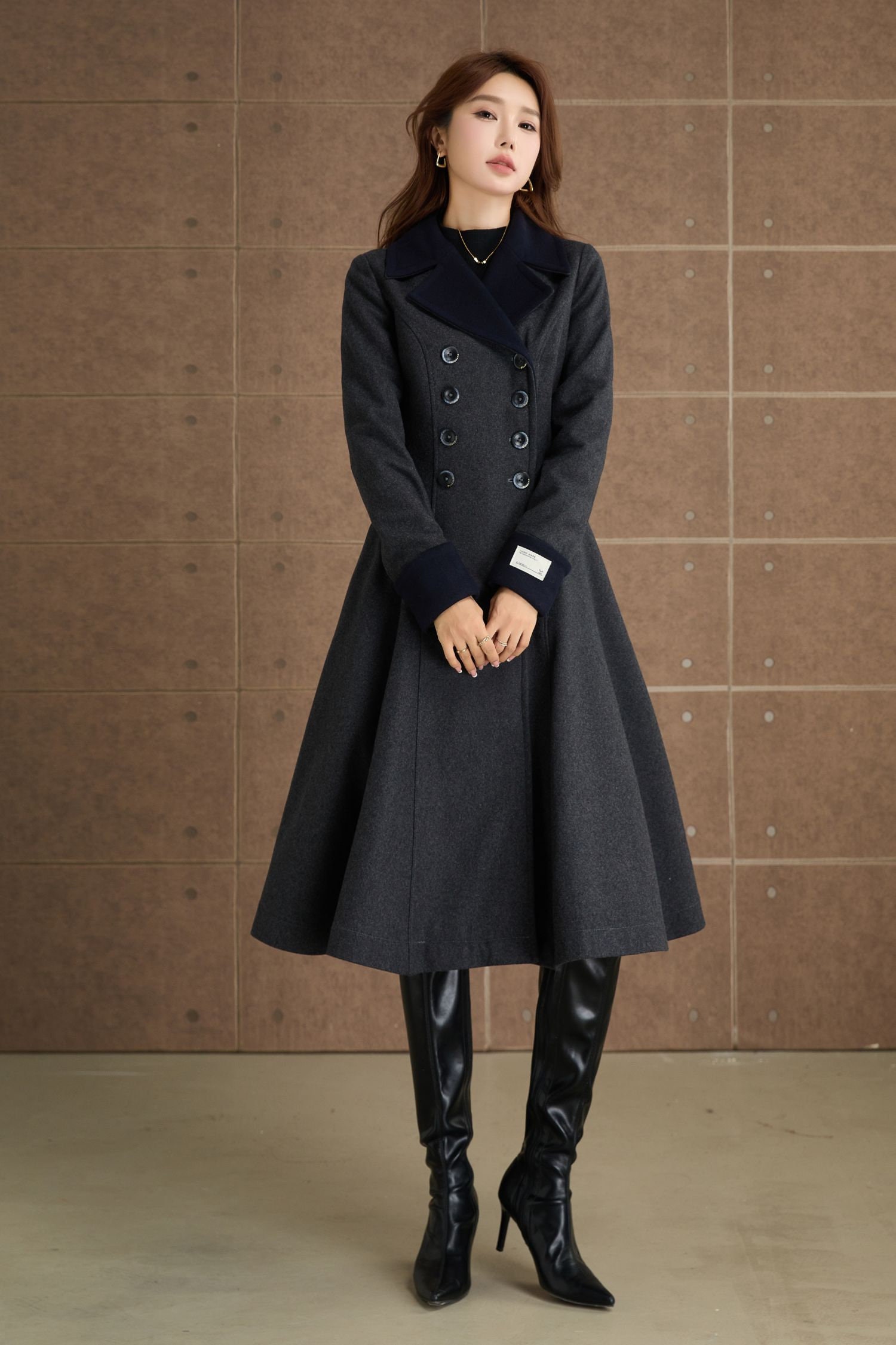 Dark Gray Wool Coat, Womens Wool Coat, Winter Coat Women