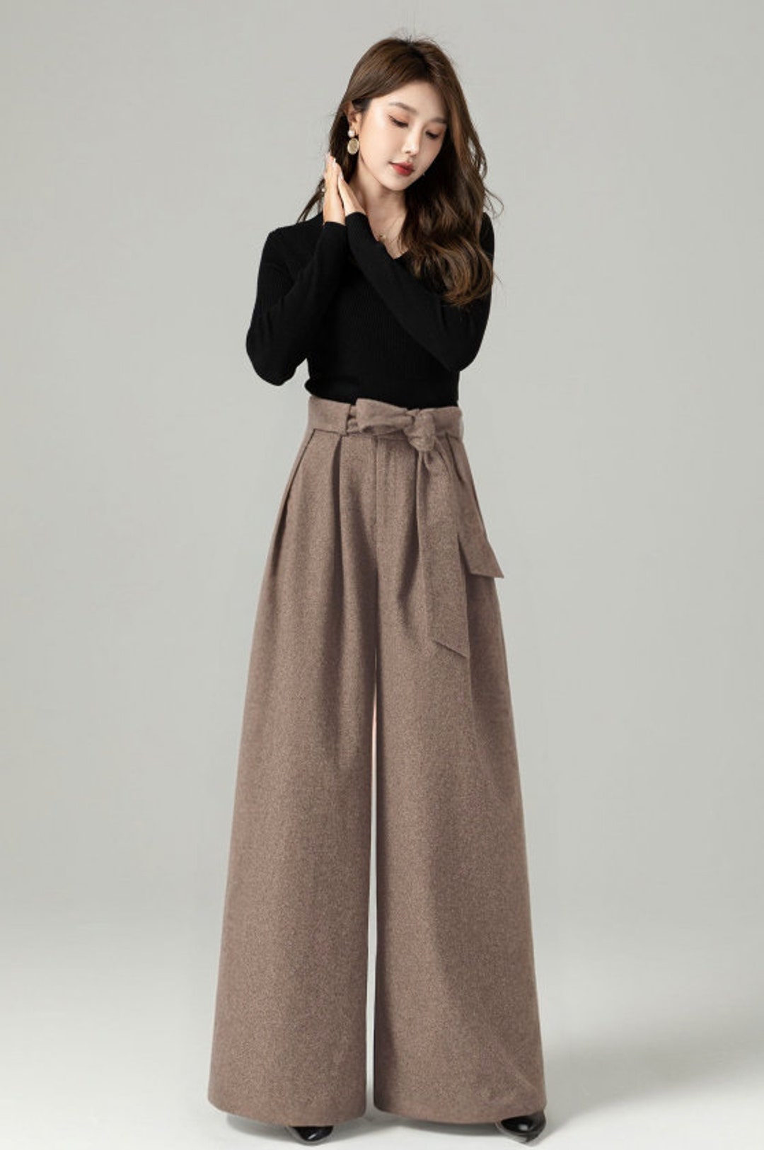 Wool Pants, Wool Palazzo Pants, Winter Wool Pants Women